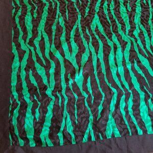 100% Silk Emerald Green and Black Scarf Wrap, Large 44" x 44"